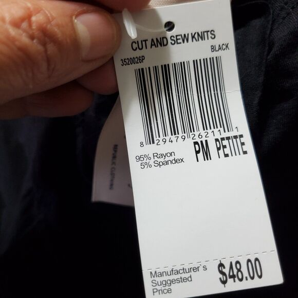 Philosophy Black Curved Hem Stretch Top Size PM NWT MSRP $48.00 - Picture 5 of 7